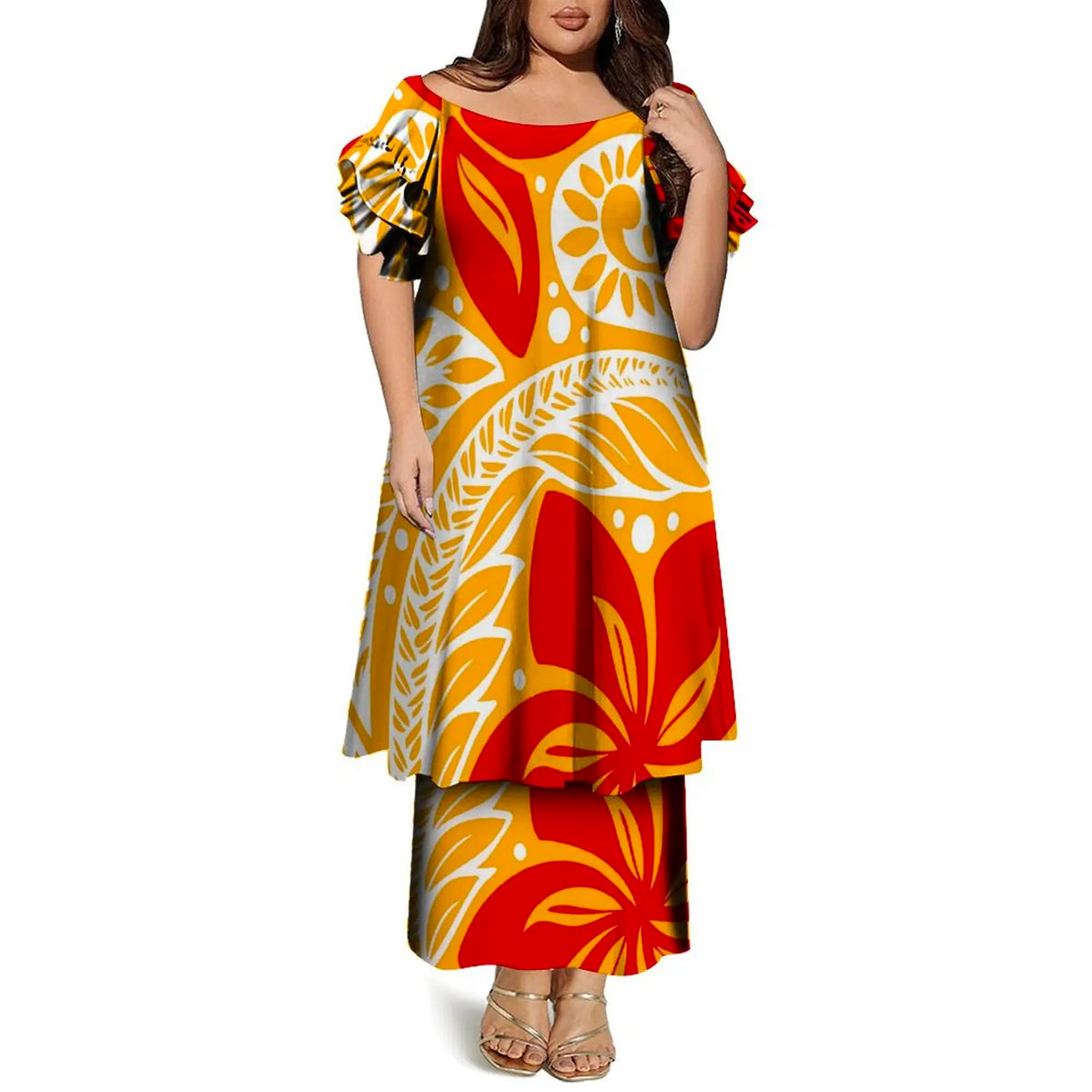 Women’s Plus Size Bohemian Floral Print Maxi Dress – Casual O-Neck Ankle-Length Dress