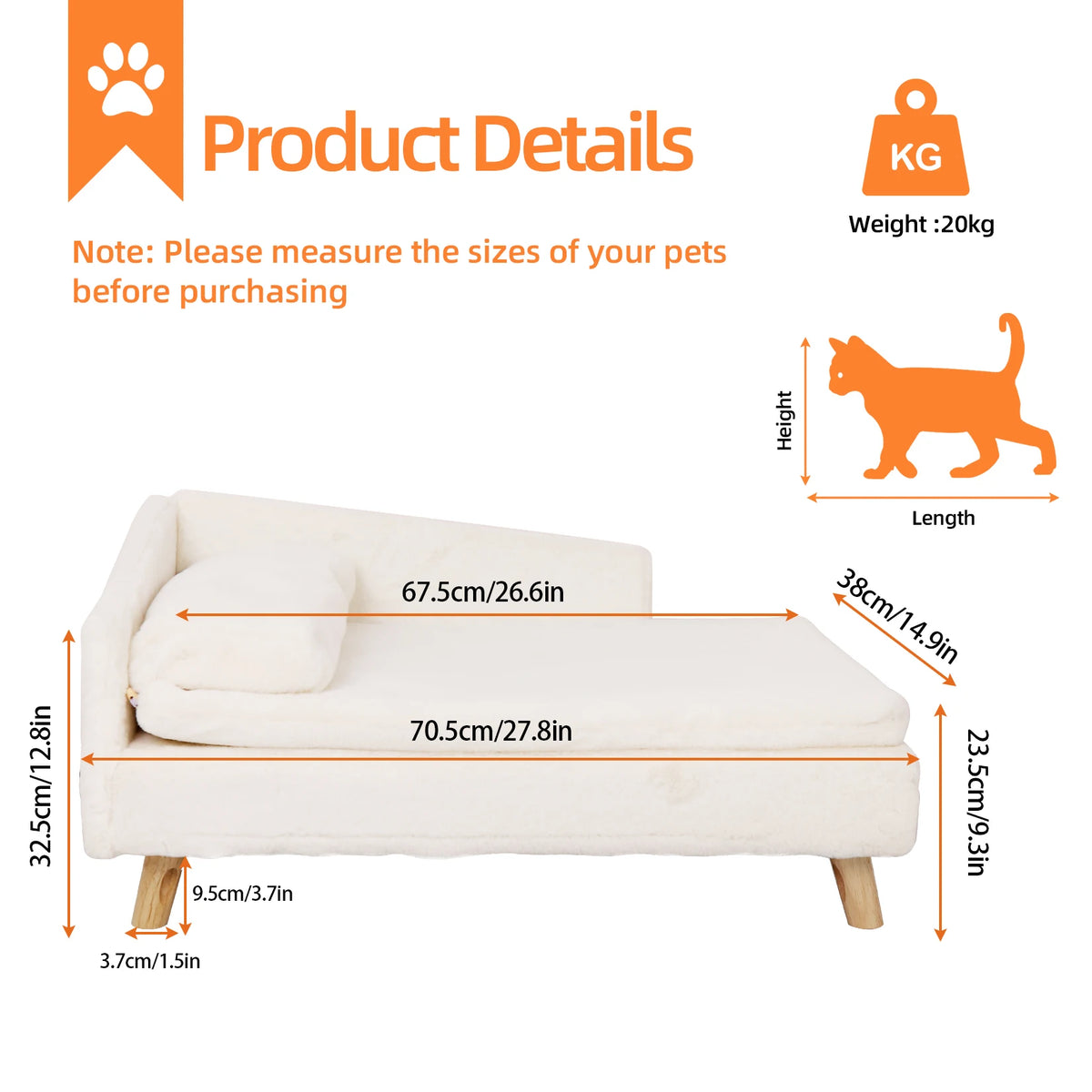 Modern Nordic Wood Frame Pet Sofa Bed – Waterproof L-Shape Couch for Small Dogs & Cats
