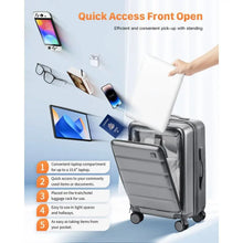 Airline Approved Front Pocket Hardside Travel Suitcase with Cup Holder & Charging Port