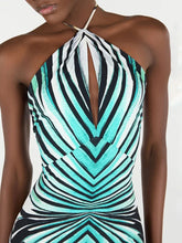 Fashion Printed Striped Skinny Flare Pants Jumpsuits