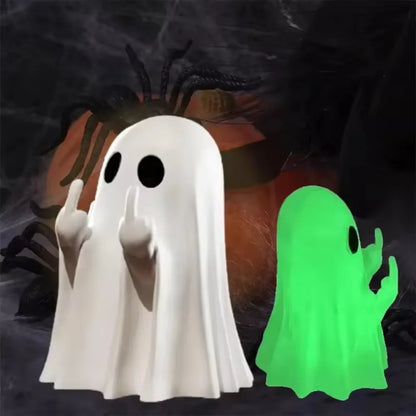 Ghost Resin Statue with Middle Finger Halloween Decor
