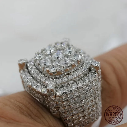 3Ct 925 Sterling Silver Cluster Ring