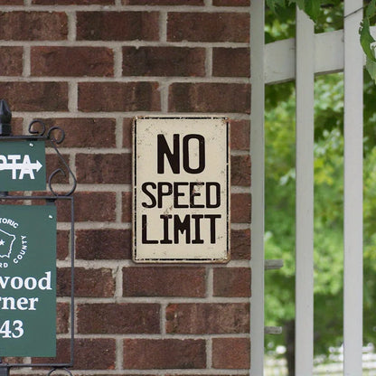 "No Speed Limit" Vintage Metal Tin Sign - Rustic Wall Art Plaque