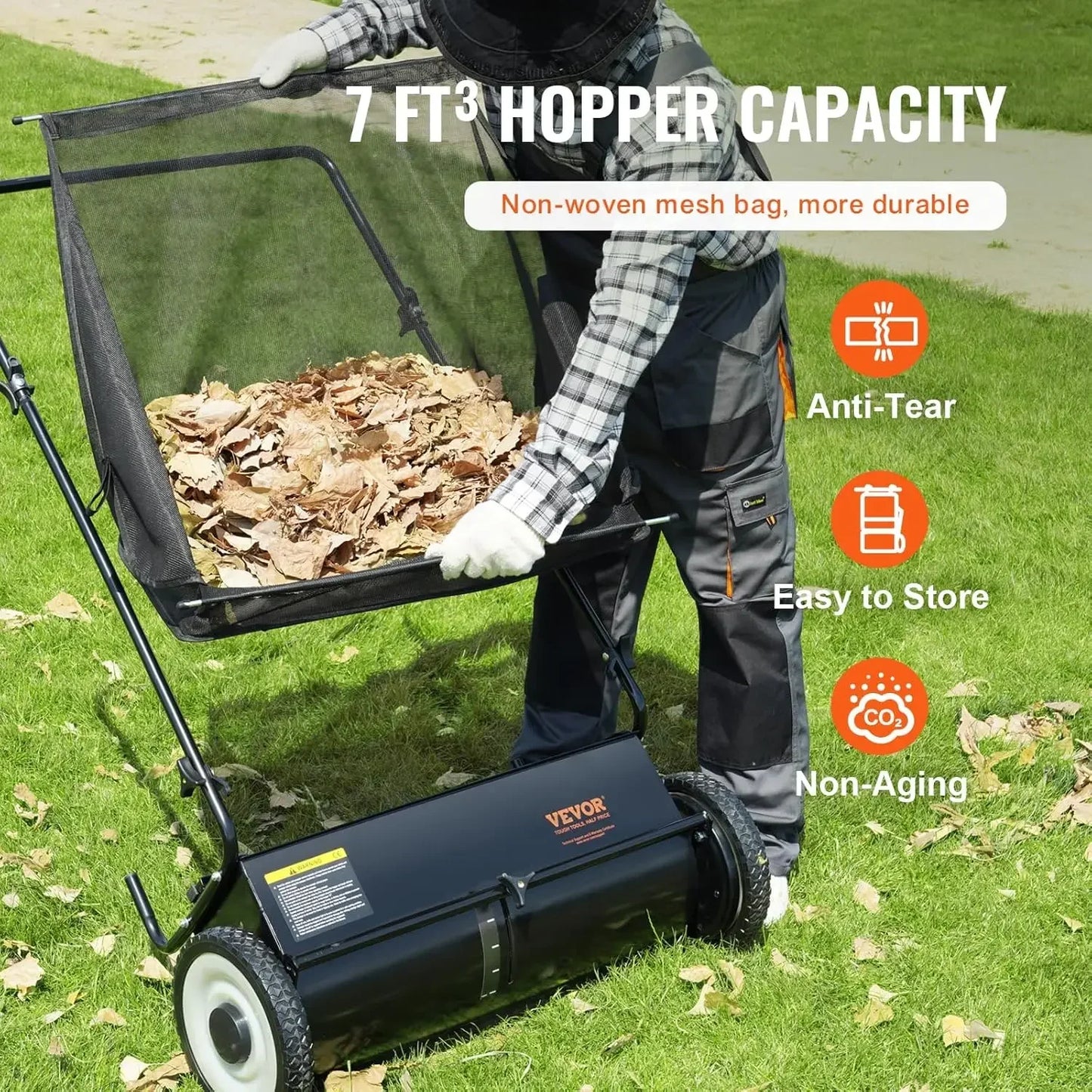 26" Leaf & Grass Push Lawn Sweeper