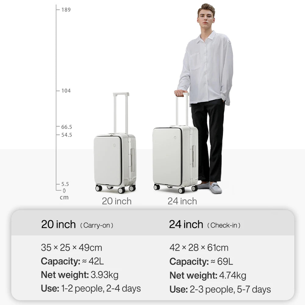 Aluminum Frame Rolling Luggage with USB Portand Phone Holder