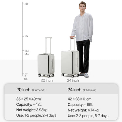 Aluminum Frame Rolling Luggage with USB Portand Phone Holder