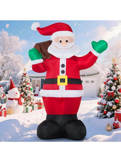 6 FT Christmas Inflatable Santa with Gift Bag - Outdoor LED Lawn Decoration