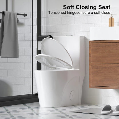 Tornado Flush Elongated One-Piece Toilet with Soft-Close Seat
