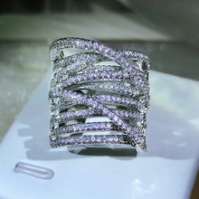 Exaggerated 925 Sterling Silver Stackable Cross Inlaid Full Zircon Ring
