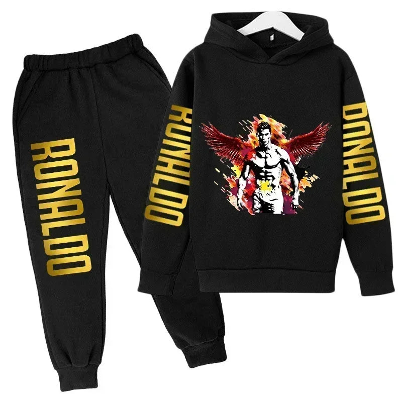 Ronaldo Print Hoodie + Pants Suit Set