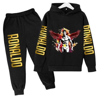 Ronaldo Print Hoodie + Pants Suit Set