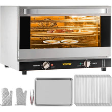 VEVOR Countertop 47L/43Qt, Half-Size Commercial Conventional Oven 1600W 4-Tier Toaster w/Front Glass Door