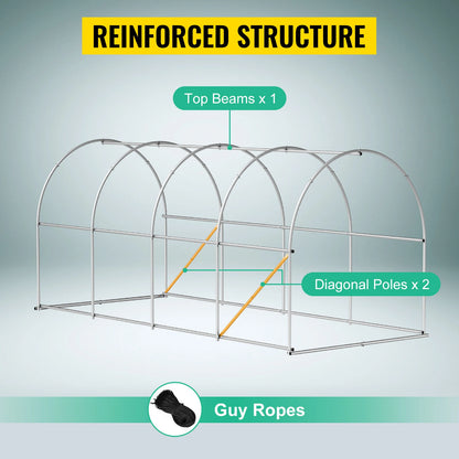SucceBuy Walk-in Tunnel Greenhouse with Galvanized Frame & Waterproof Cover