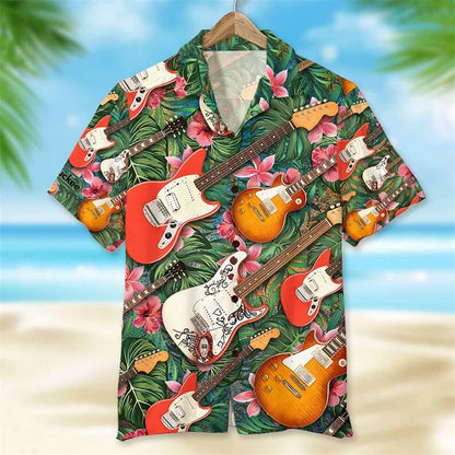 Men's Electric Guitar Graphic Hawaiian Shirt
