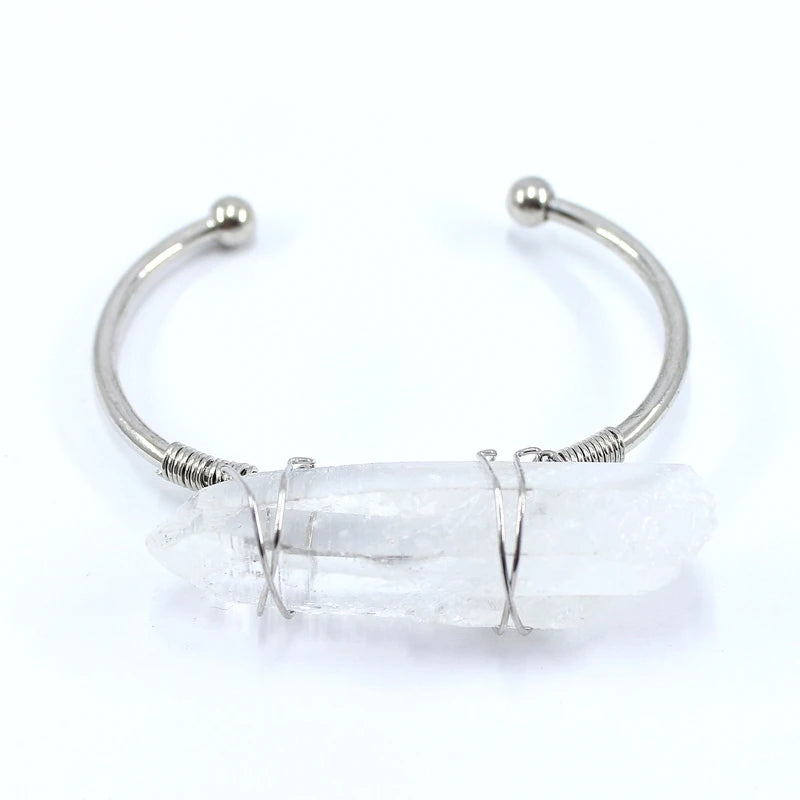 Natural Stone Crystal Cuff Bracelets