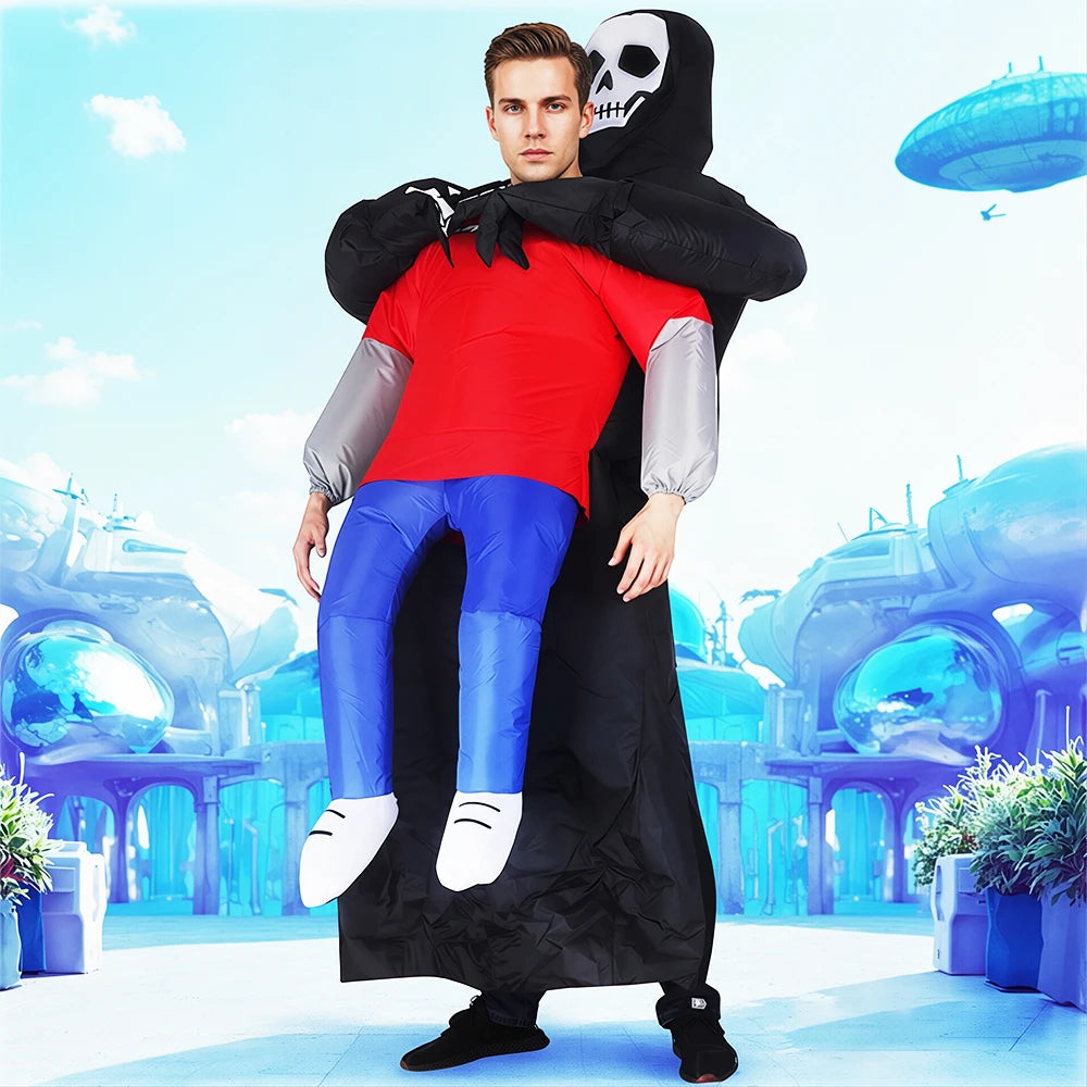 Fancy Funny Mascot Astronaut ET Inflatable Alien Costume Suit - Adult Blow-Up Outfit for Halloween, Purim & Cosplay