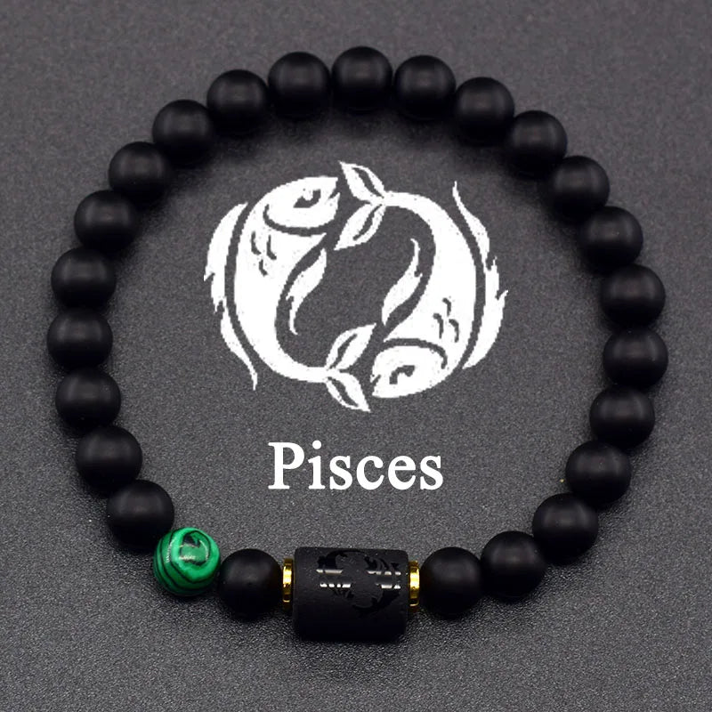 Natural Tiger Eye Stone 12 Zodiac Constellation Bead Bracelet