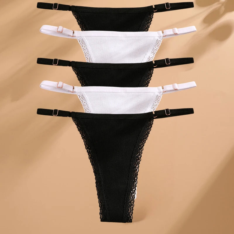 FINETOO 5-Pack Women's Cotton G-String Thongs - Low-Rise Breathable Panties
