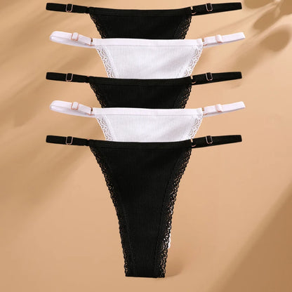 FINETOO 5-Pack Women's Cotton G-String Thongs - Low-Rise Breathable Panties