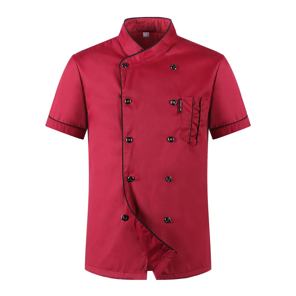 Short Sleeve Breathable Double Breasted Chef Jacket