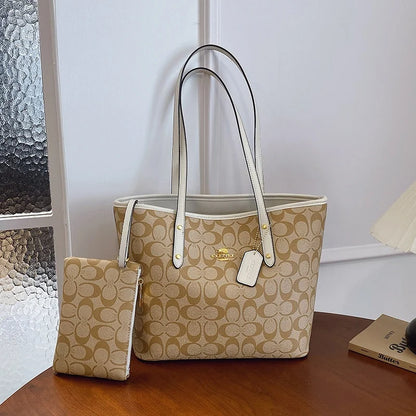 Women's Large Capacity Printed Monogram Bucket Tote Bag Set