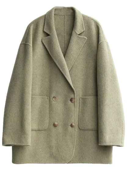 CHIC VEN Loose Double Breasted Retro Double-sided Jacket