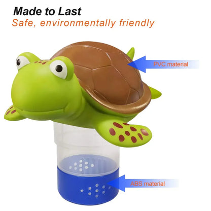 Green Turtle Floating Pool Chlorine Dispenser Fits 1" & 3" Tablets