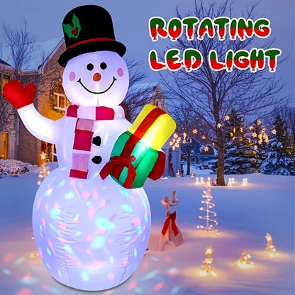 1.5M Inflatable Snowman with Rotating LED Lights - Outdoor Christmas Decor