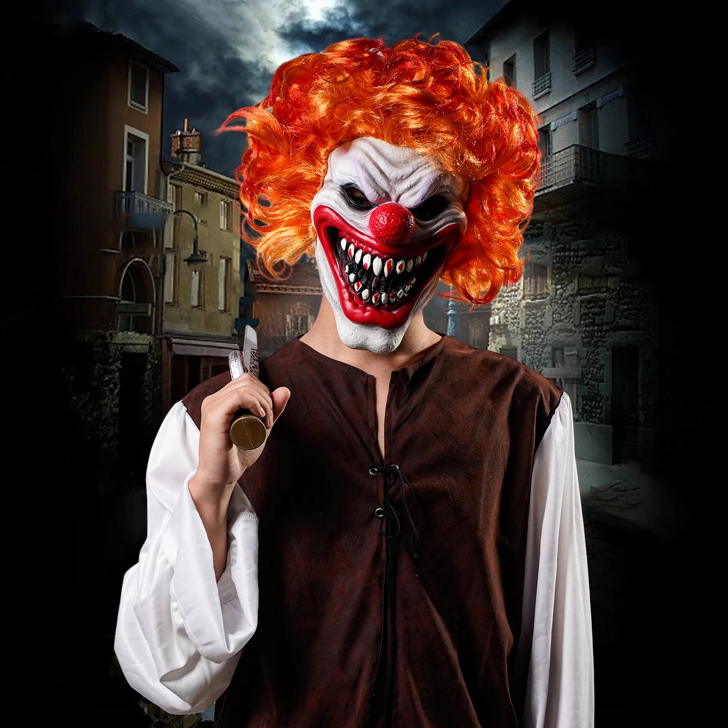 Scary Red Nose Clown Mask