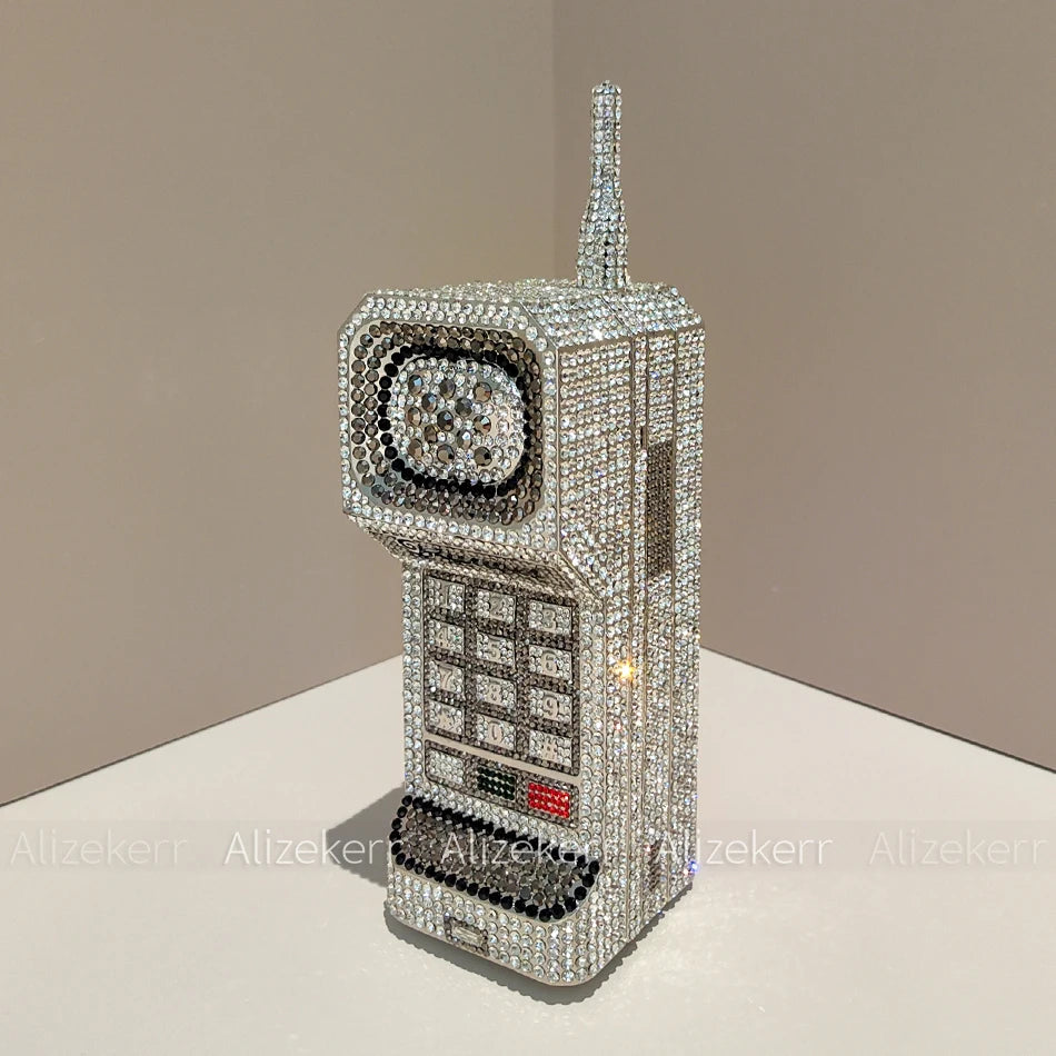 Alizekerr Cellphone Shaped Diamond Evening Bags
