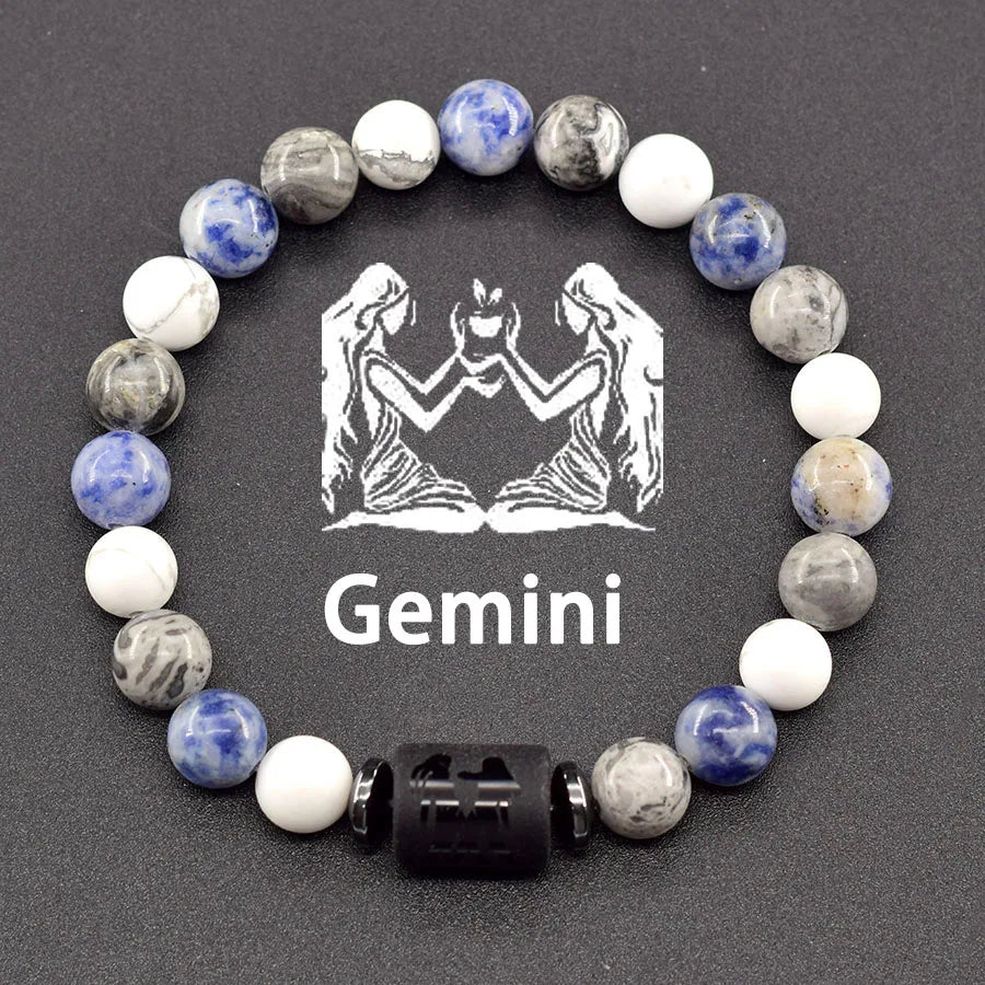12 Zodiac Sign Natural Bead Bracelet for Men & Women