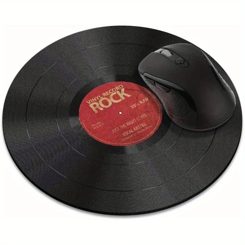 Non-Slip Round Vintage Vinyl Record Red Mouse Pad