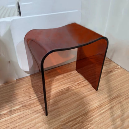 Curved Transparent Resin Shower Stool & Luxury Bathroom Accent Chair