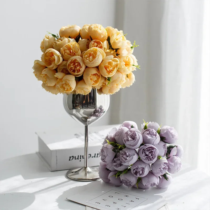 Rose Pink Peony Artificial Flowers Bouquet