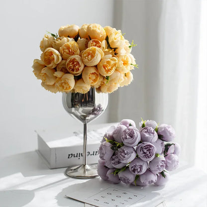 Rose Pink Peony Artificial Flowers Bouquet