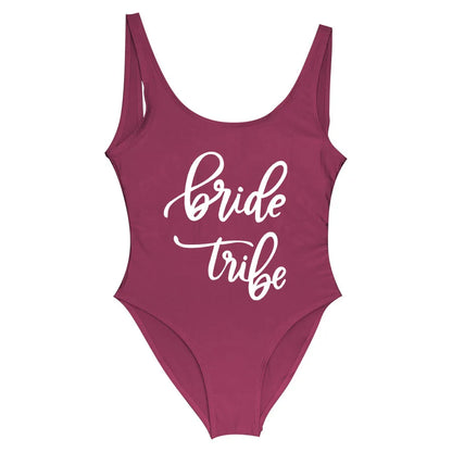 Bride Tribe Print One Piece Swimsuit