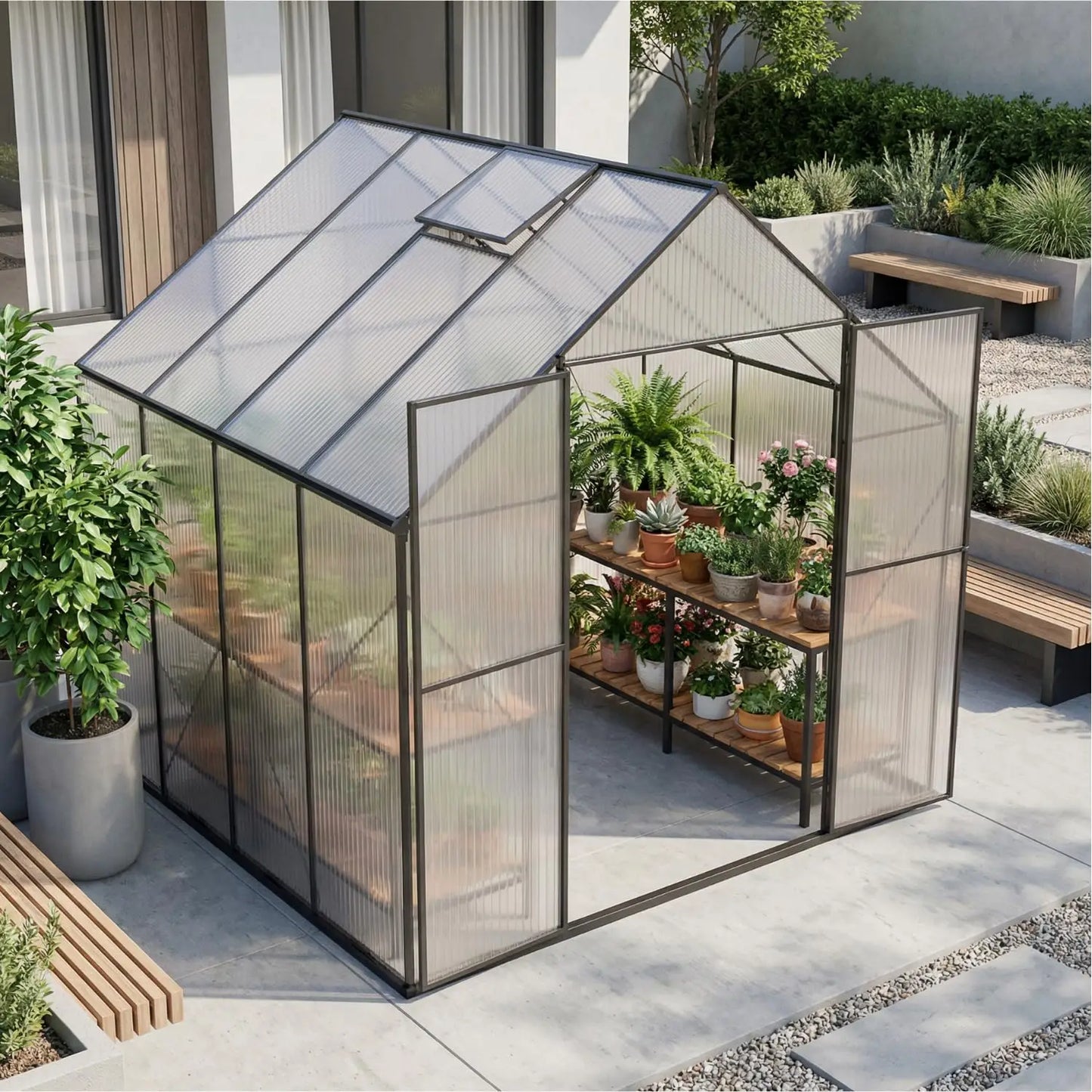 Heavy Duty Walk-in Polycarbonate Greenhouse