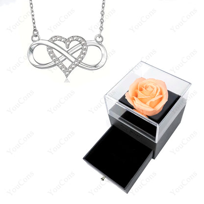 Luxury Heart Pendant Necklace with Rose Gift Box