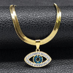 Vintage Crystal Evil Demon Eye Choker Necklace