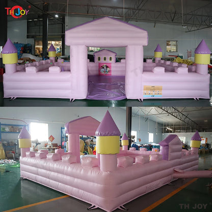 Inflatable 6x4m Pink Ball Pit White Wedding Bounce House Inflatable Ball Pool with Blower