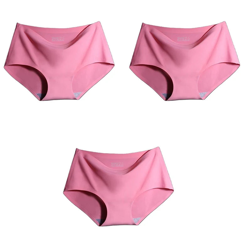 Women's Ice Silk Seamless Panties (3-Pack) – Mid-Waist Invisible Briefs