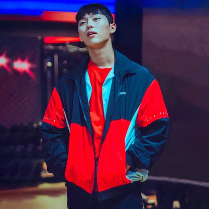 Ahn Suho Weak Hero Class Unisex Track Jacket – Retro Color-Block Streetwear Sports Coat