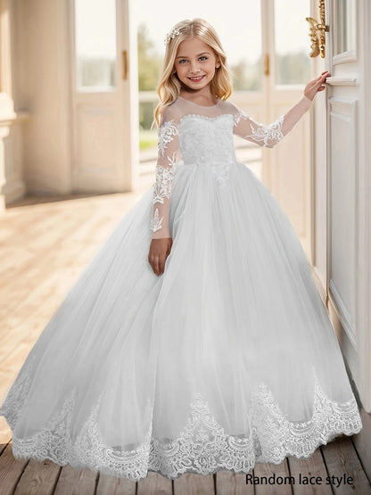Girls' Lace  Wide Bottom Dress