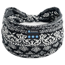 Wireless Bluetooth Floral Print Headband Headphones with Headset Microphone