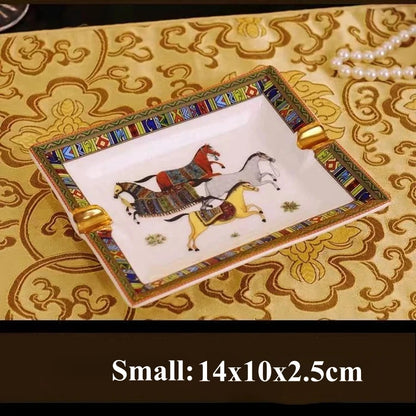 Luxury Horse Pattern Ceramic Cigar Ashtray