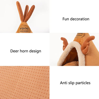 Warm Washable Tent Style Pet Bed