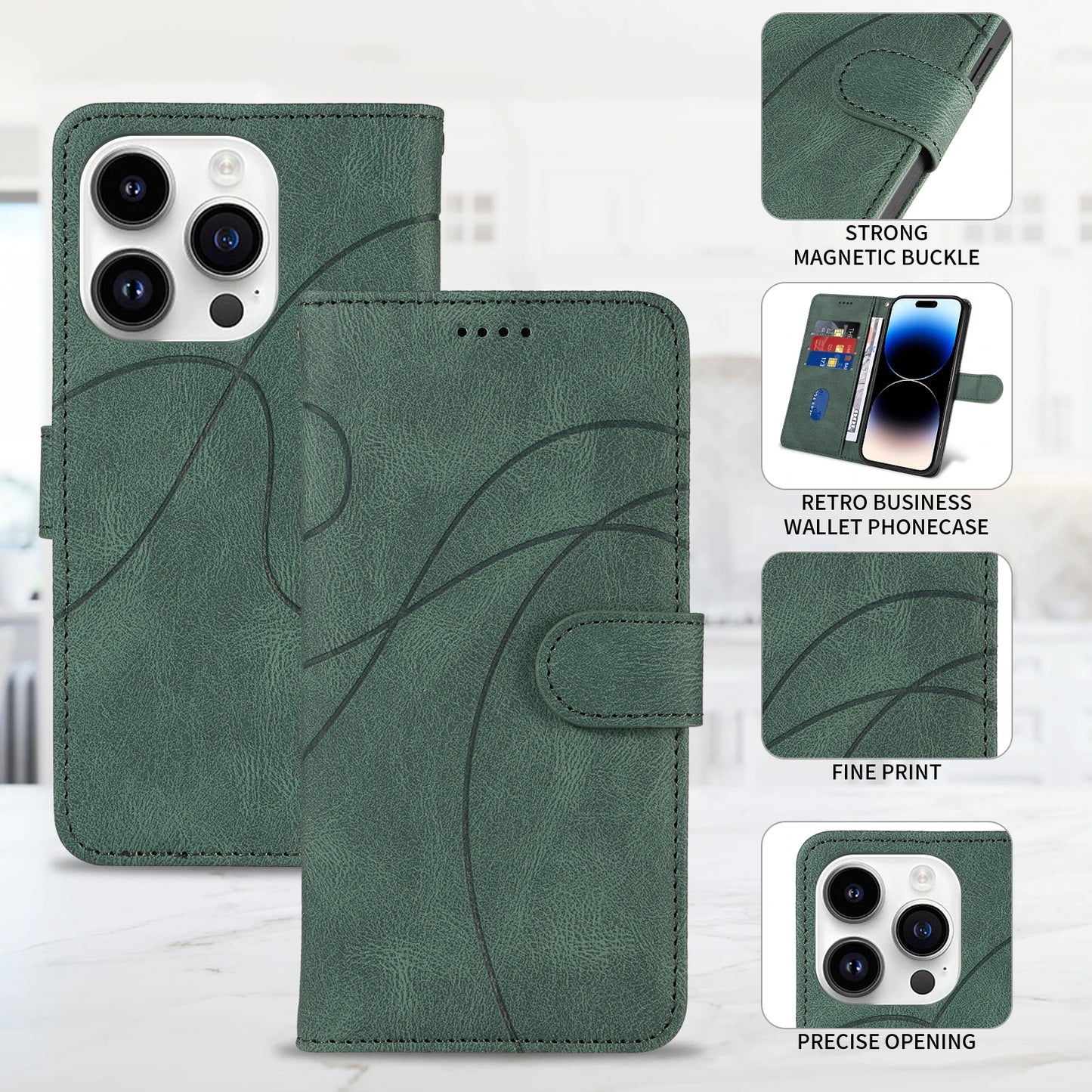 Leather Magnetic Flip Case For iPhone