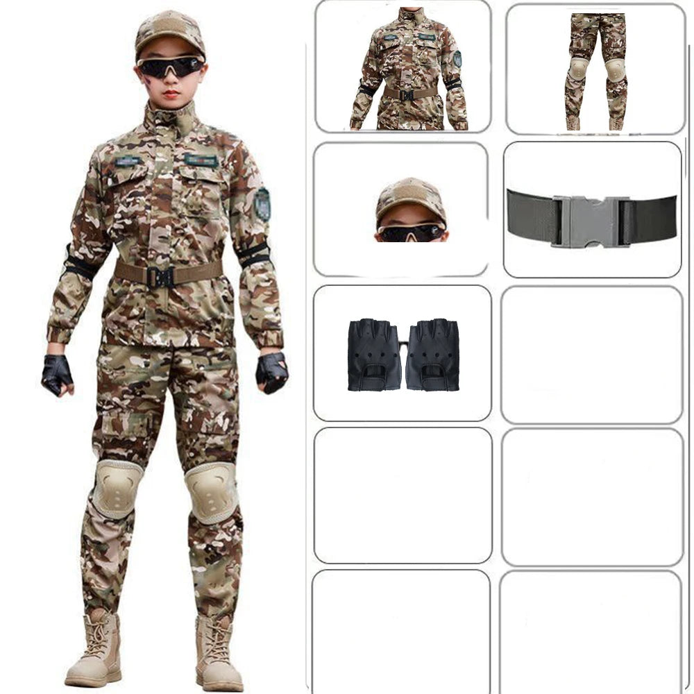 Kids' Tactical Camouflage Military Uniform & Gear Set