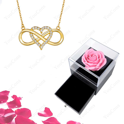 Luxury Heart Pendant Necklace with Rose Gift Box