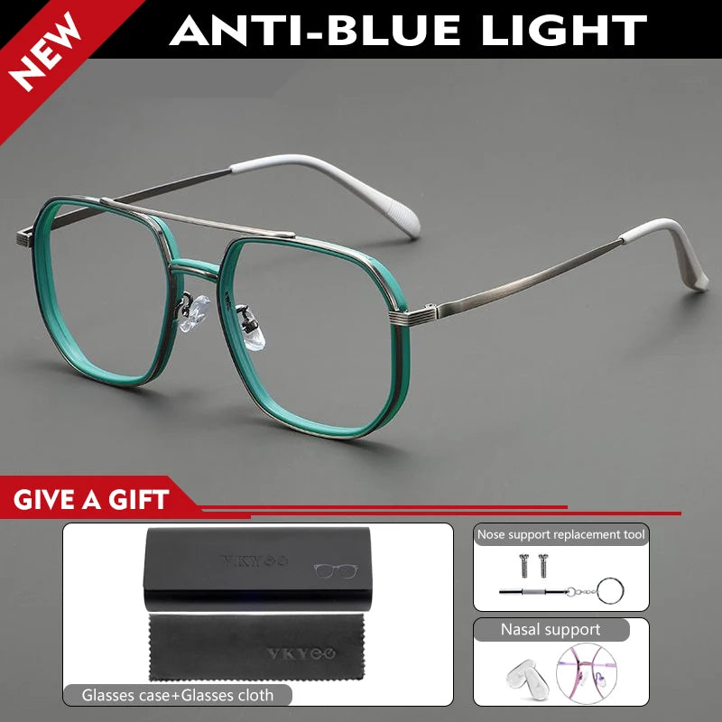 Retro Aviator Anti-Blue Light Glasses with Custom Reading Lenses